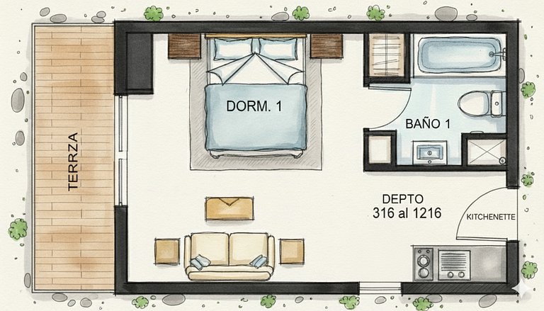 Hermoso Estudio a los Pies del Santa Lucia